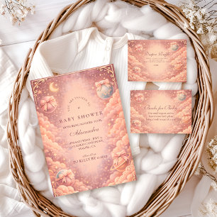 Serviette En Papier Arcs Célestes Roses Nuages Baby Shower