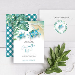 Carte de boîtier d'invitation à la tortue de mer