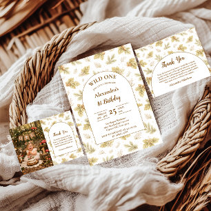 Carte De Remerciements Photo Boho Woodland Wild One Anniversaire