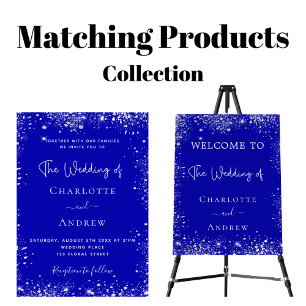 Prospectus 11,4 Cm X 14,2 Cm Royal bleu QR RSVP faire-part de mariage