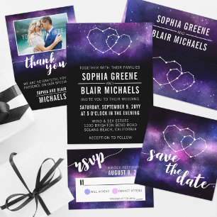 Invitation Galaxy Mariage Hearts Constellation Enregistrer La