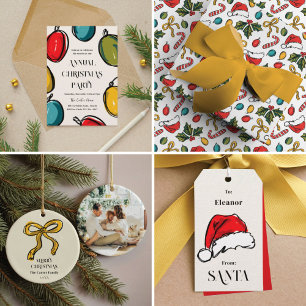 Étiquettes-cadeau De Père Noël Christmas Santa Hat Sketch