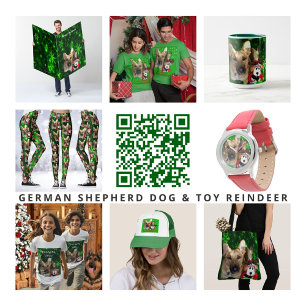 Tote Bag Jouet berger allemand Reindeer Green Snowflakes