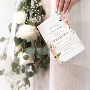 Invitation Allant Rose Vintage Dusty rose Floral Mariage