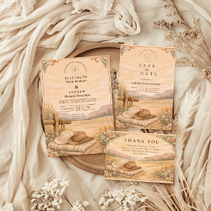 Invitation Mariage au ranch du désert occidental