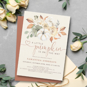 Un peu Citrouille Invitation de Baby shower Floral