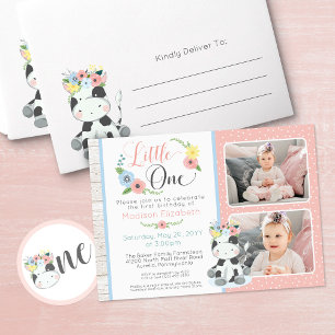 Invitation Vache bébé premier anniversaire Fluale Veau Collag