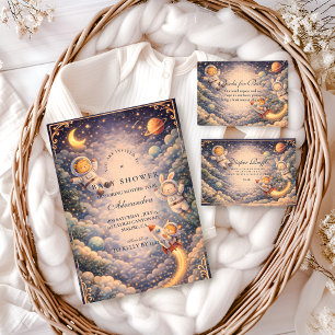 Invitation Animaux astronautes Baby Shower Espace