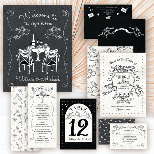 Invitation Mariage Cimier Cupide Cherub Doodle Drag