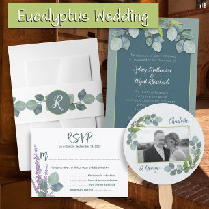 Eucalyptus Botaniques Sombres faire-part de mariag