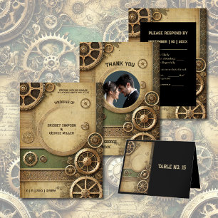 Carte De Remerciements Steampunk Victorian Gearwork photo Mariage