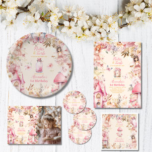 Papier Cadeau Fée magique Jardin Floral Pixie 1er anniversaire