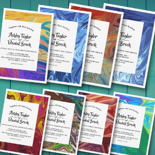 Invitation Moderne minimaliste Bleu Abstrait Art Script Maria