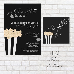 Film Noir - Black - Wedding Shower Invite Kaart