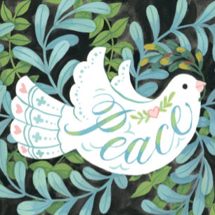 Carte postale de Noël illustrée de Peace Dove