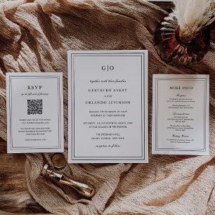 Invitation Gertrude Noir et Blanc Classique Mariage élégant