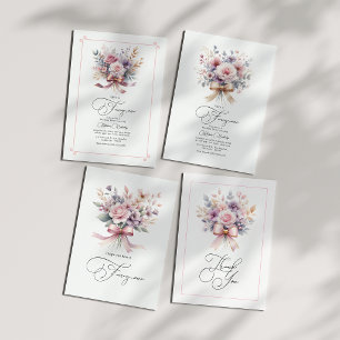 Carte De Remerciements Noeud Floral Élégant Fille 1er Anniversaire Photo