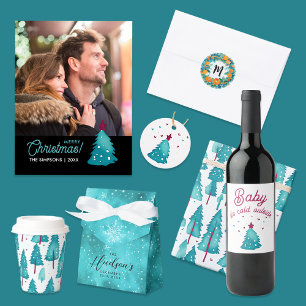 Sticker Rond Jolie Oranges de Noël Wreath Monogramme Aquarelle