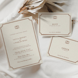 Cartons Réponse Élégant Classic Brown & Mariage Ecru