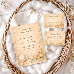Elegante Theetuin Baby Shower Kaart