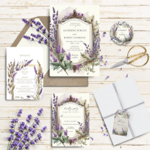 Waterverf Lavendel Regal Monogram Bruiloft Vierkante Kartonnen Onderzetter