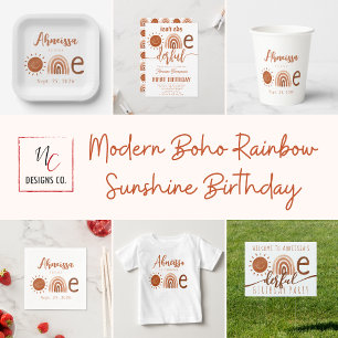 Invitation Premier voyage autour du Soleil Boho 1er anniversa