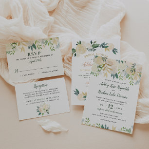Invitation Fête des mariées de Mariage floral vert et doré