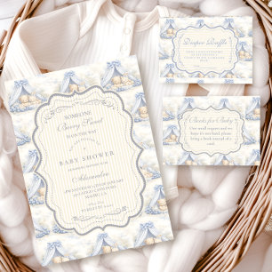 Invitation Berceau Bébé Toile Bleuet Fête de Naissance Bébé