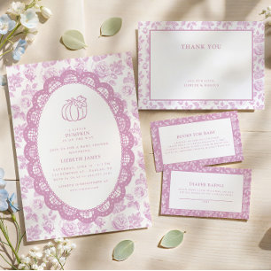 Carte De Remerciements Chinoiserie Floral Rose Toile 