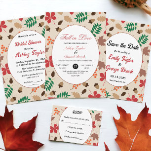 Cartons Réponse Élégant Feuilles Rustiques Automne Floral Mariage