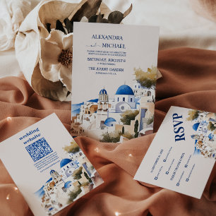 Banderoles Aquarelle Santorin Destination Mariage