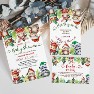 Poster Baby shower de Noël d'hiver des animaux forestiers
