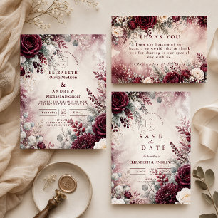 Invitation Mariage d'hiver élégant en Bourgogne