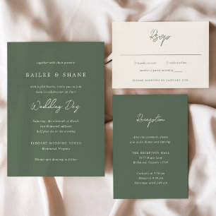 Cartons Réponse Bailee Olive Green Mariage moderne