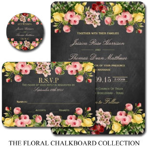 Invitation La collection Vintage de Mariages en damier floral