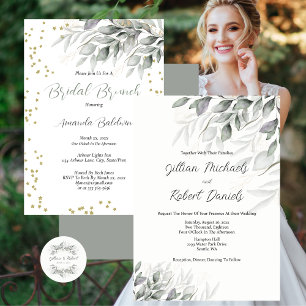 Sticker Rond Elégant Feuille d'aquarelle Mariage