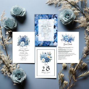 Carte D'accompagnement Dusty Blue Floral Mariage Détails sur l'invité