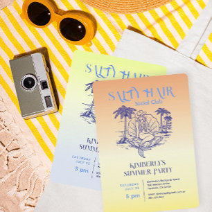 Assiettes En Carton Fête d'été de la chouette de sirène bleue côtière