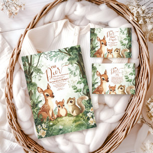 Carte D'accompagnement Aquarelle Woodland Oh Deer Diapper Raffe