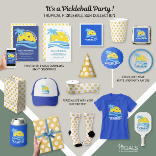 Invitation Tropical Palm Tree Beach Ocean Pickleball Party