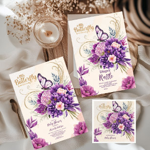 Carte D'accompagnement Papillon Purple Floral Rose Girl Livres pour bébé