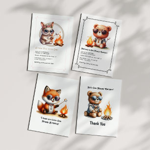 Carte "Un joyeux anniversaire" Bois Camping 1er annivers