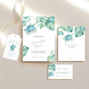Carte Baby shower Tropical Green Feuille de tortue de me