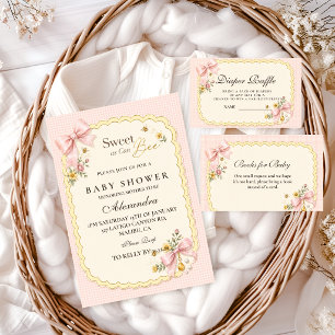 Invitation Fête de Bébé Coquette Douce Comme Une Abeille