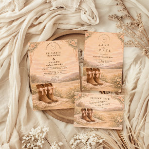 Carte De Remerciements Bottes de cow-boy occidentales pour mariage