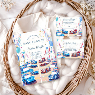 Klassieke babyfeest cadeautjes loterij informatiekaartje