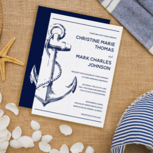 Faire-part de mariage d'Ancre des navires de la ma