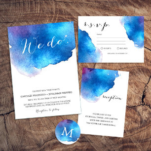 Carte D'accompagnement Mariage aquarelle Blue Splash