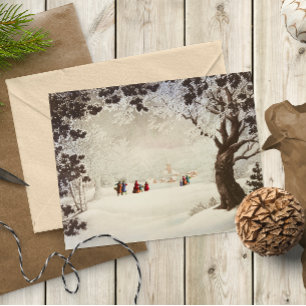 Cartes Pour Fêtes Annuelles Scène de Noël victorienne vintage