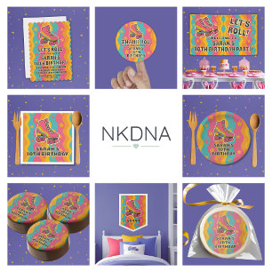 Poster Bienvenue Fille Retro Roller Skate Anniversaire